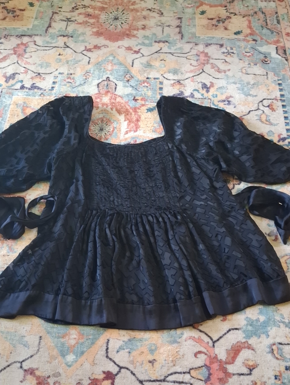 ECI Black Square Neck Top with Ties
